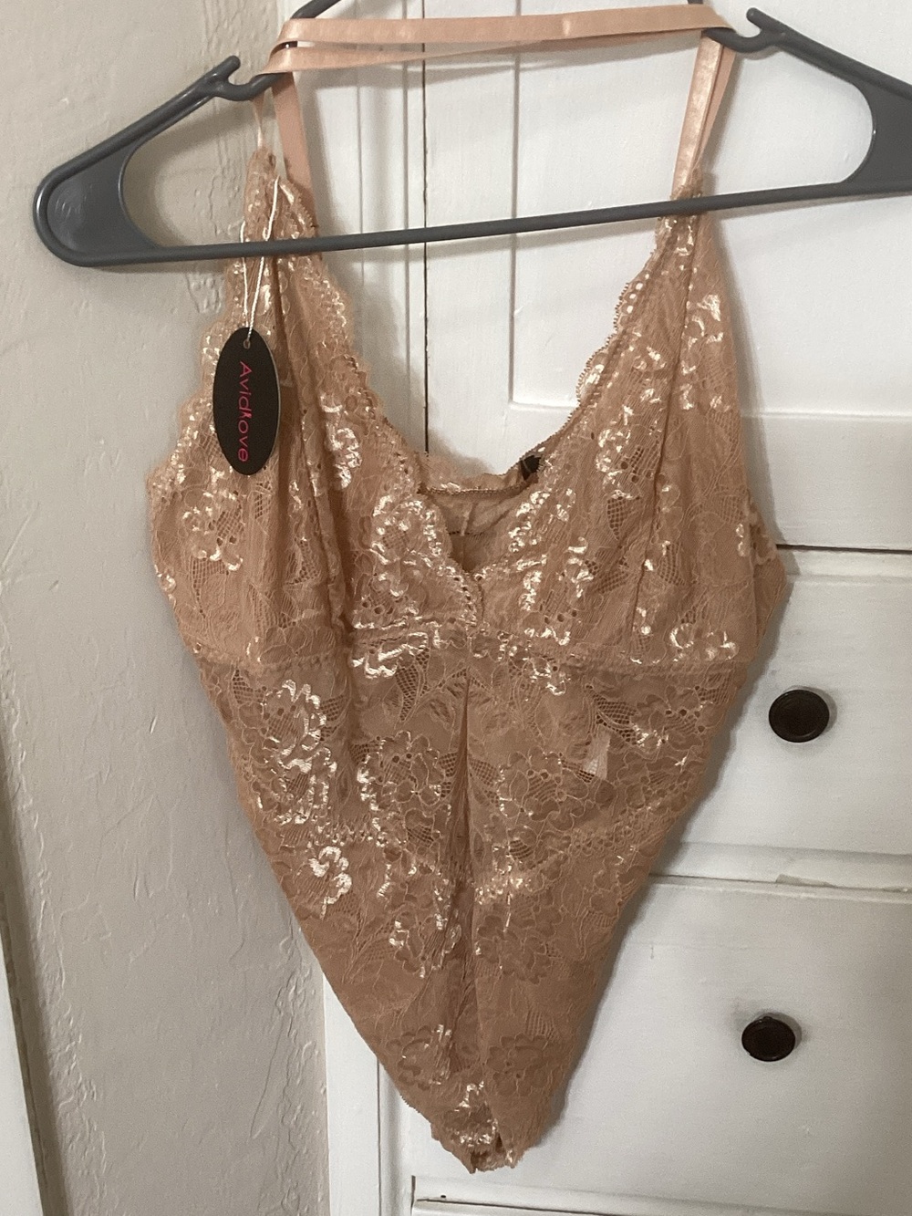 Avidlove Women's Lace Bodysuit Chemise in Nude